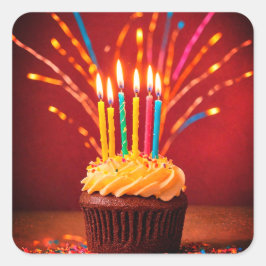 Adesivo Quadrado Cartonagens de bolos de aniversário ou selos de en