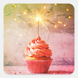 Adesivo Quadrado Cartonagens de bolos de aniversário ou selos de en