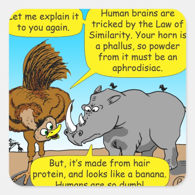 Adesivo Quadrado Cartoon 889 Rhino Phallus (Frente)