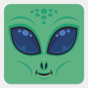 Adesivo Quadrado Cartoon Alienígena Amigável