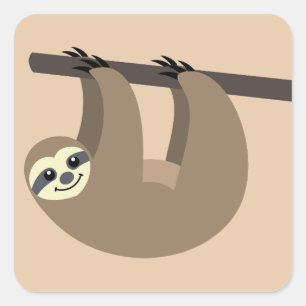 Adesivo Quadrado Cartoon Bonito Sloth