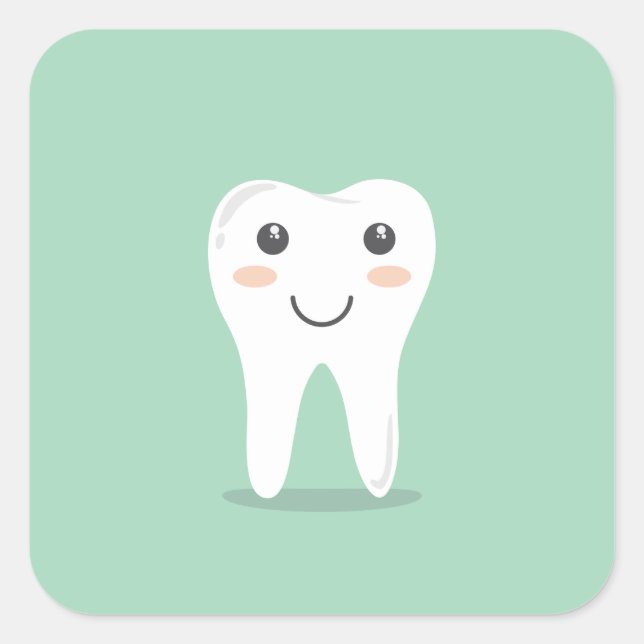 Adesivo Quadrado Cartoon Branco Feliz Kawaii Cartoon Bonito Caráter (Frente)