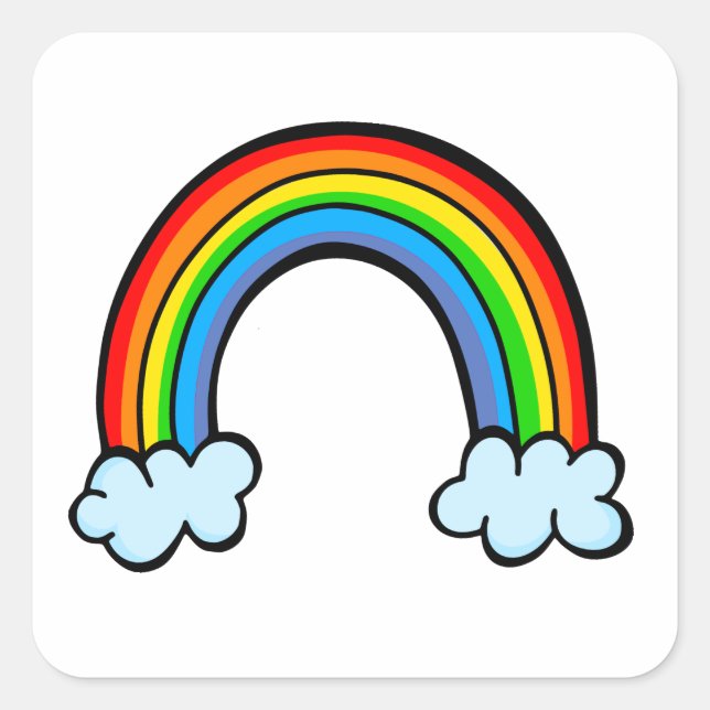 Adesivo Quadrado Cartoon Cloudy Sky Rainbow Doodle Promise (Frente)