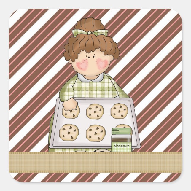 Adesivo Quadrado Cartoon Cookie Sticker adicionar palavras (Frente)