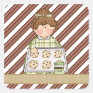 Adesivo Quadrado Cartoon Cookie Sticker adicionar palavras
