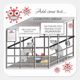 Adesivo Quadrado Cartoon Covid-19