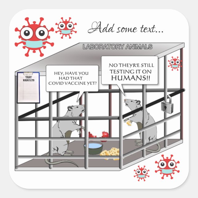 Adesivo Quadrado Cartoon Covid-19 (Frente)