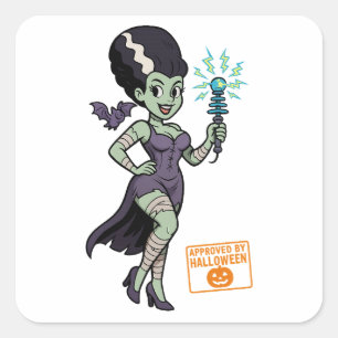 Adesivo Quadrado Cartoon da Esposa de Frankenstein