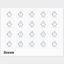Adesivo Quadrado Cartoon de Aves Cute Kawaii Chubby - Pastel Adoráv