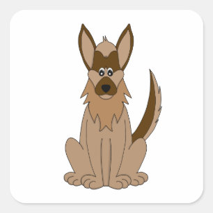 Adesivo Quadrado Cartoon de cães German shepherd incrível