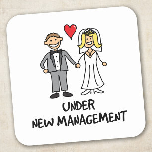 Adesivo Quadrado Cartoon de Casamento - Sob Nova Administração