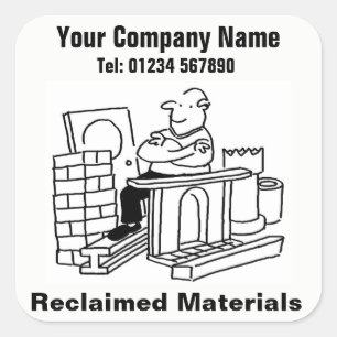 Adesivo Quadrado Cartoon de Materiais Recuperados