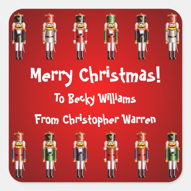 Adesivo Quadrado Cartoon do Exército dos Soldados de Brinquedos Nut (Frente)