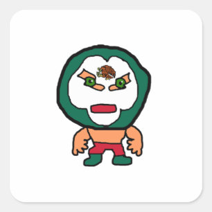 Adesivo Quadrado Cartoon do Lrestler Lucha Libre Luchador mexicano