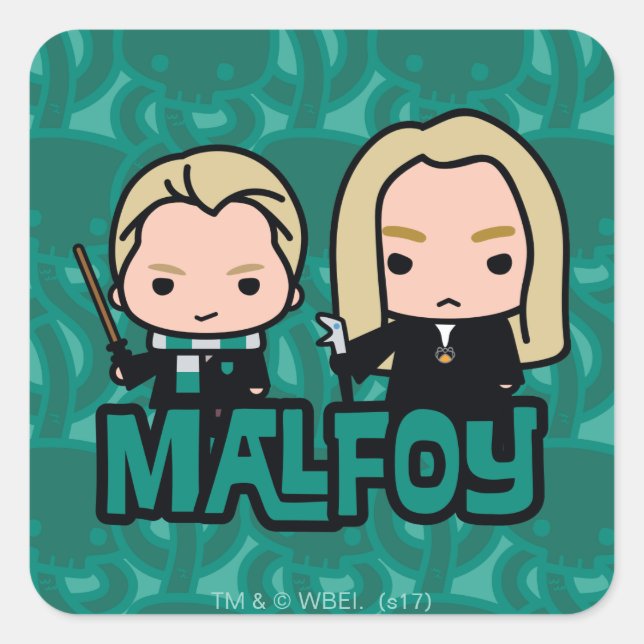 Adesivo Quadrado Cartoon Draco e Lucius Malfoy Caracter Art (Frente)