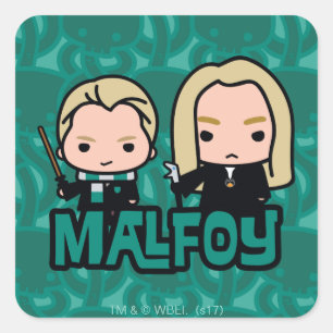 Adesivo Quadrado Cartoon Draco e Lucius Malfoy Caracter Art