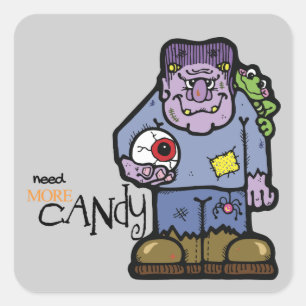 Adesivo Quadrado Cartoon Frankenstein Halloween
