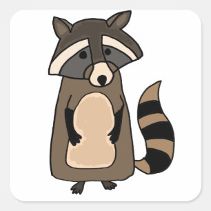 Adesivo Quadrado Cartoon Funky Raccoon