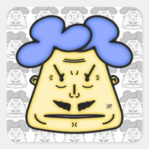 Adesivo Quadrado Cartoon Herr Mustache face v2-1