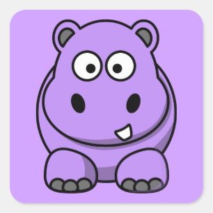 Adesivo Quadrado cartoon-hippo adorável roxo adorável