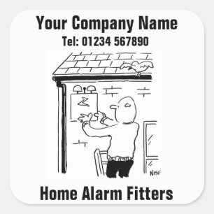 Adesivo Quadrado Cartoon Home Alarm Fitter