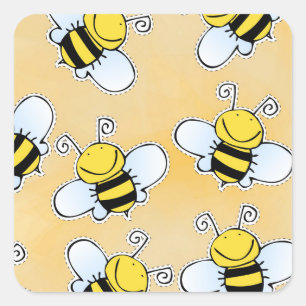 Adesivo Quadrado Cartoon Honey Bees Simple