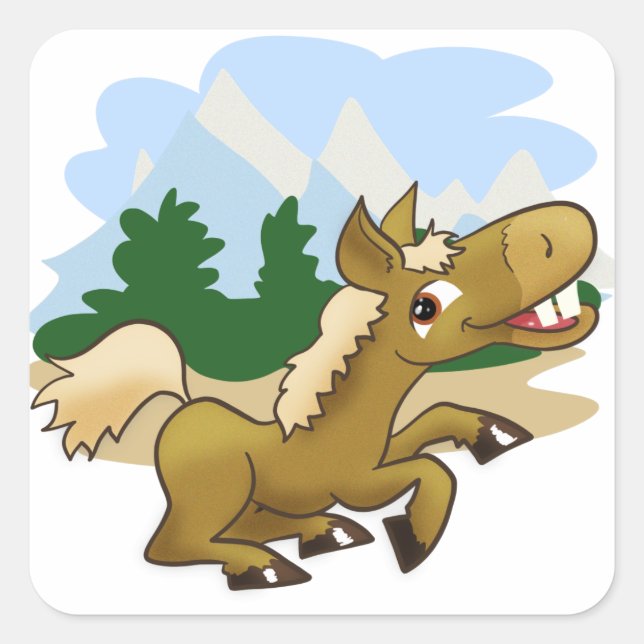 Adesivo Quadrado Cartoon Horse (Frente)