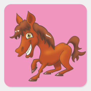 Adesivo Quadrado Cartoon Horse