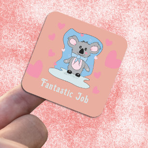 Adesivo Quadrado Cartoon Koala Kid Reward Stickers