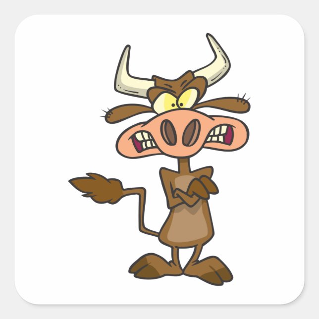 Adesivo Quadrado Cartoon Mad Cow (Frente)