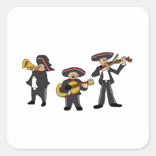 Adesivo Quadrado Cartoon Mariachi Banda Fiesta