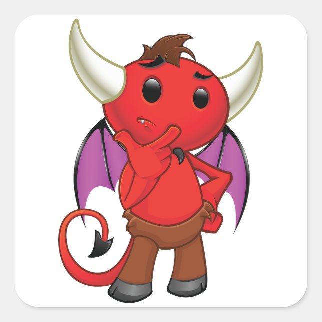 Adesivo Quadrado Cartoon Red Devil Stickers (Frente)