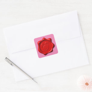 Adesivo Quadrado Cartoon Red Pink Wax Seal Coelho Coelho
