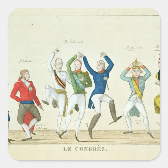 Adesivo Quadrado Cartoon satírico que mostra a chave (Frente)