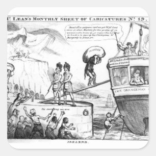 Adesivo Quadrado Cartoon satírico sobre o Estado da Irlanda