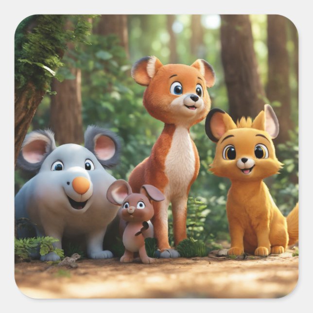 Adesivo Quadrado Cartoon Sticker (Frente)