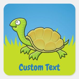 Adesivo Quadrado Cartoon Turtle Square Sticker