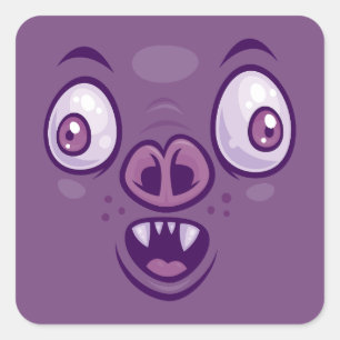 Adesivo Quadrado Cartoon Wackon Vampire Bat Face