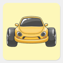 Adesivo Quadrado Cartoon Yellow Toon Car