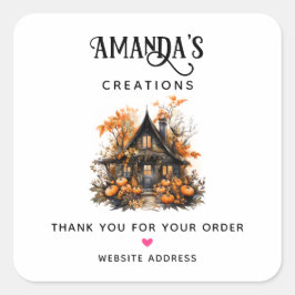 Adesivo Quadrado Casa assombrada com o negócio do Halloween de Pump