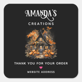 Adesivo Quadrado Casa Assombrada Escura e Negócios do Halloween de 