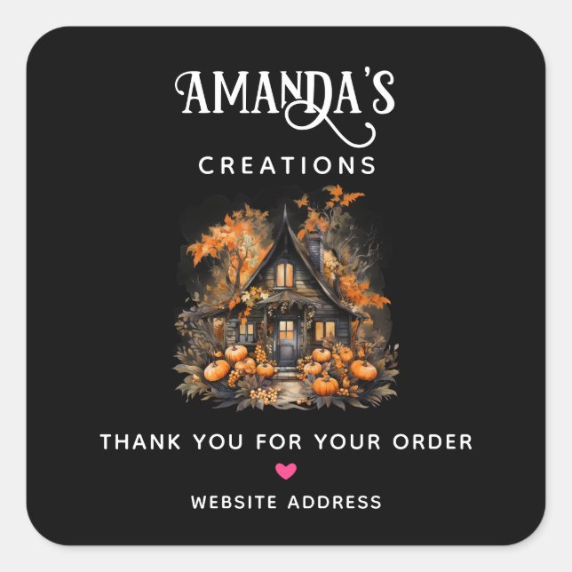 Adesivo Quadrado Casa Assombrada Escura e Negócios do Halloween de  (Frente)