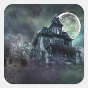 Adesivo Quadrado Casa Assombrada Sticker de Terror – Mansão Fantasm