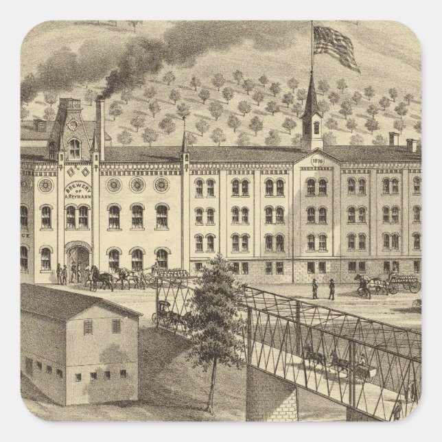 Adesivo Quadrado Casa de cerveja e malte de A Reymann (Frente)