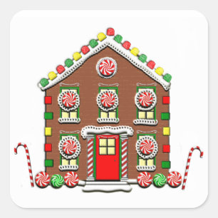 Adesivo Quadrado Casa Gingerbread