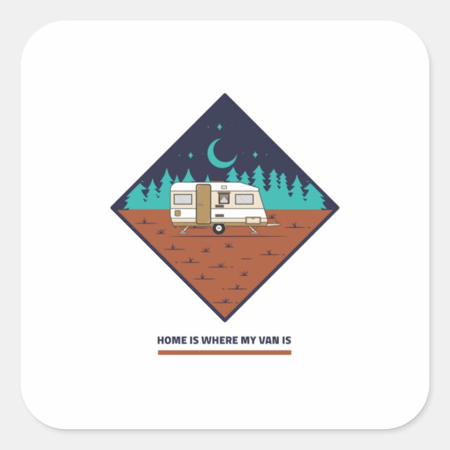 Adesivo Quadrado Casa Onde Minha Van Está (Frente)