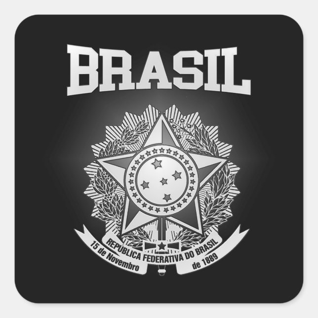 Adesivo Quadrado Casaco de Armas Brasil (Frente)