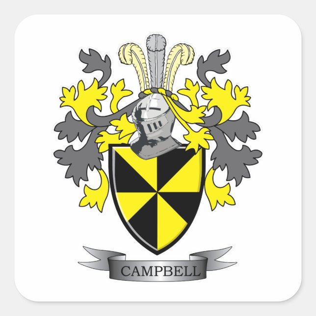 Adesivo Quadrado Casaco de armas da Campbell Family Crest (Frente)