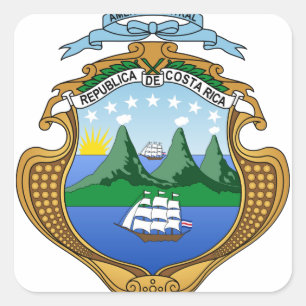 Adesivo Quadrado Casaco de armas da Costa Rica - Escudo da Costa Ri