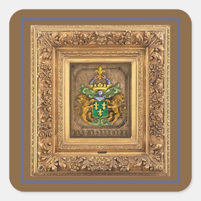 Adesivo Quadrado Casaco de Armas Da Família Holandesa Westerfield. (Frente)